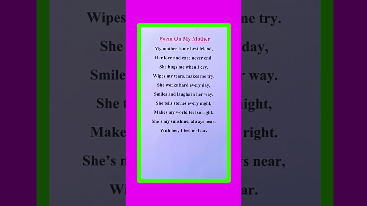 Poem On My Mother/My Mother Poem in English/Maa Par Poem/Poetry On My Mother