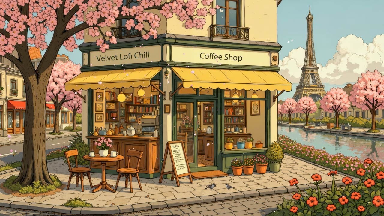 Peaceful Spring Cafe 🌸 Lofi Hip Hop 🍃 Cozy Cherry Blossom Morning for Relax & Focus