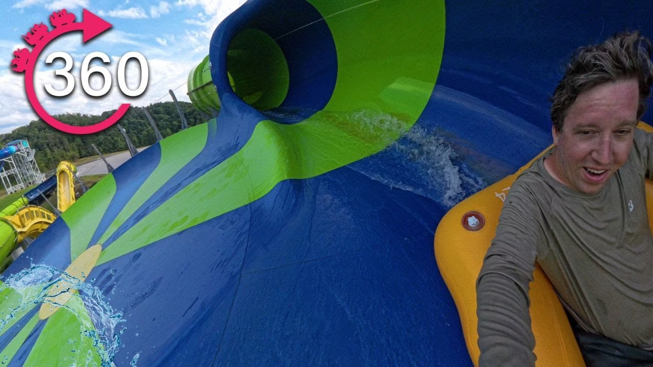 VR 360º Ride on Avalaunch Watercoaster at Soaky Mountain Waterpark