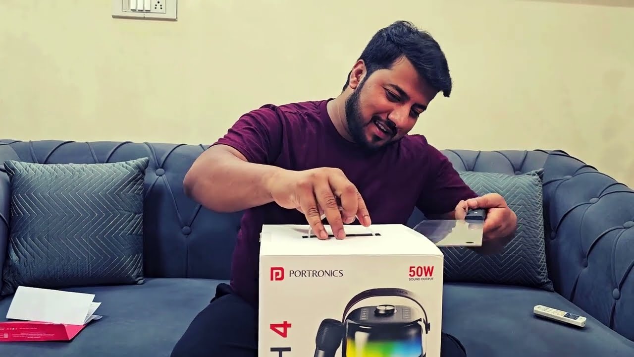 Portronics Dash 4 50W Wireless Bluetooth Party Speaker with Karaoke Mic, Upto 6 Hours Playtime, HD S