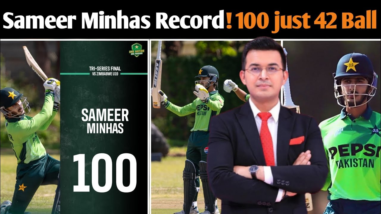42-Ball Century! 😱 Sameer Minhas World Record Batting | Pakistan U19 Win Tri-Nation Final 