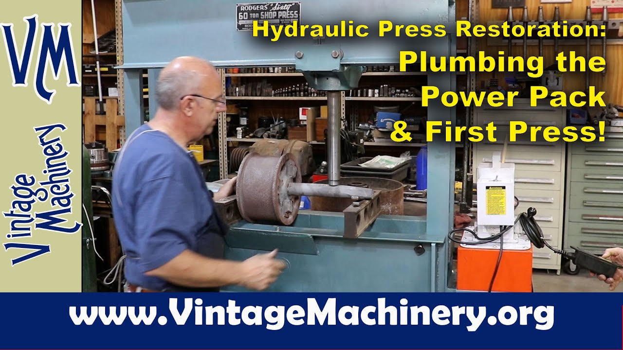 Hydraulic Press Restoration:  Plumbing up the Power Pack and Making our First Presses!