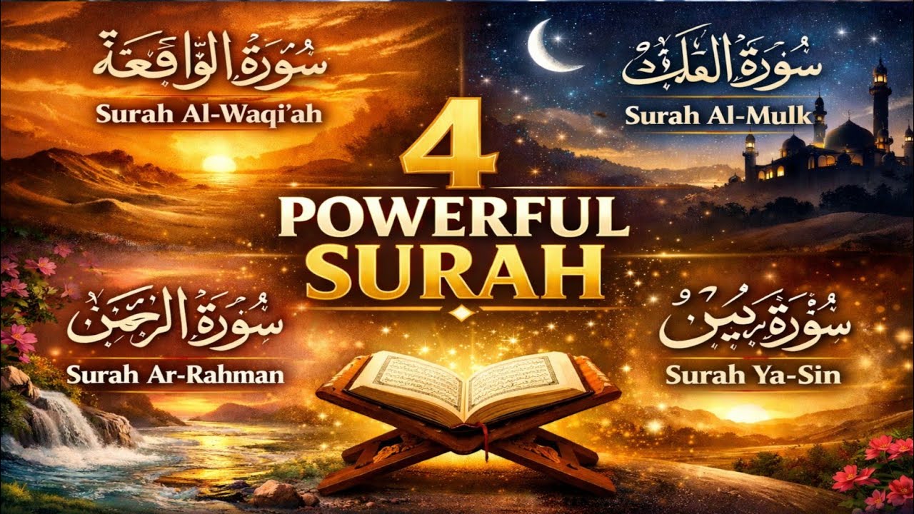 Surah Al-Waqi’ah, Surah Al-Mulk, Surah Ar-Rahman & Surah Ya-Sin | 4 Powerful Surahs