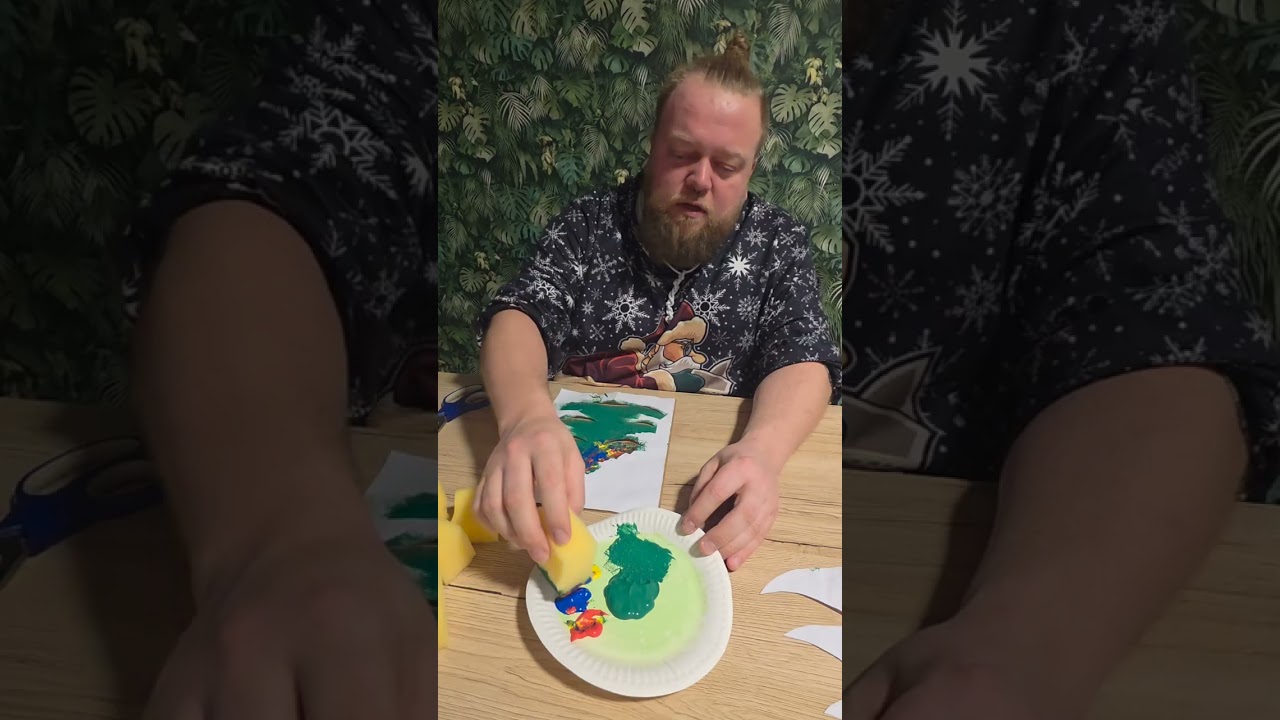 Weihnachtsbaum Stempeln mit Schablone 