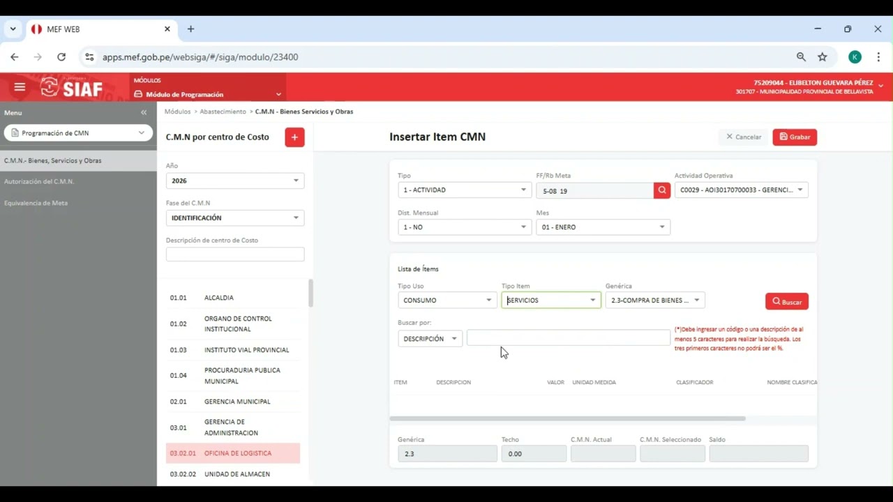 Programación Multianual de Bienes, Servicios y Obras 2026 - 2028 - Fase de Identificación