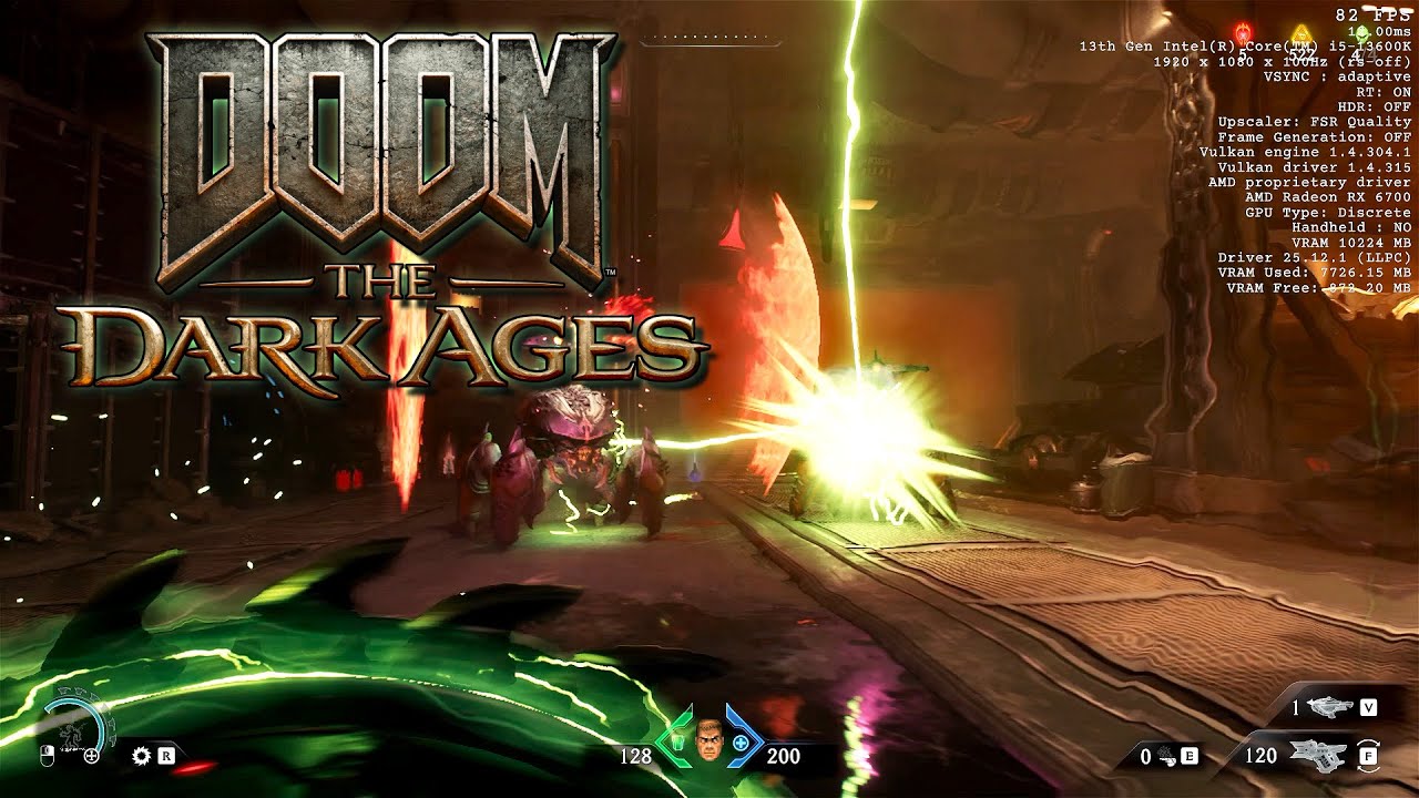 Doom: The Dark Ages on RX 6700 non-XT (1080p)