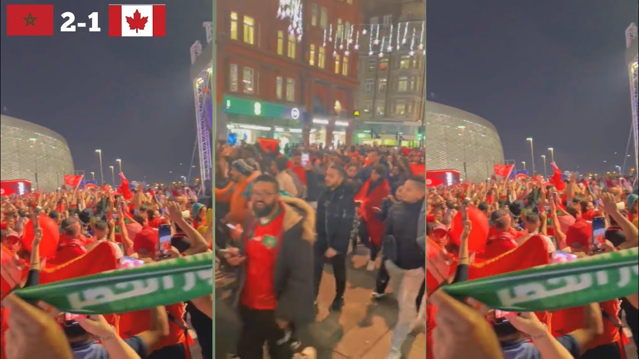 😱🇲🇦Completely Crazy Morocco Fans Reaction Beat Canada 2-1 In The World Cup