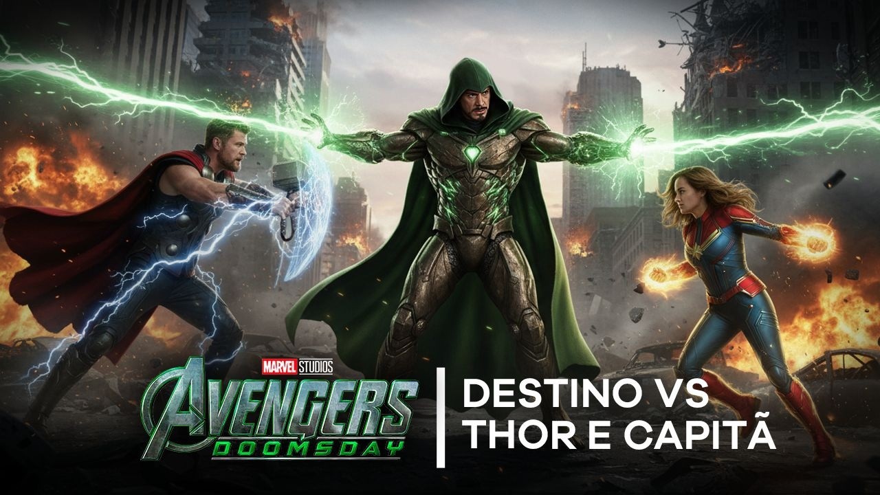 Vingadores Doomsday: Doutor Destino VS THOR e CAPIT&Atilde; MARVEL (Marvel Studios, 2026)