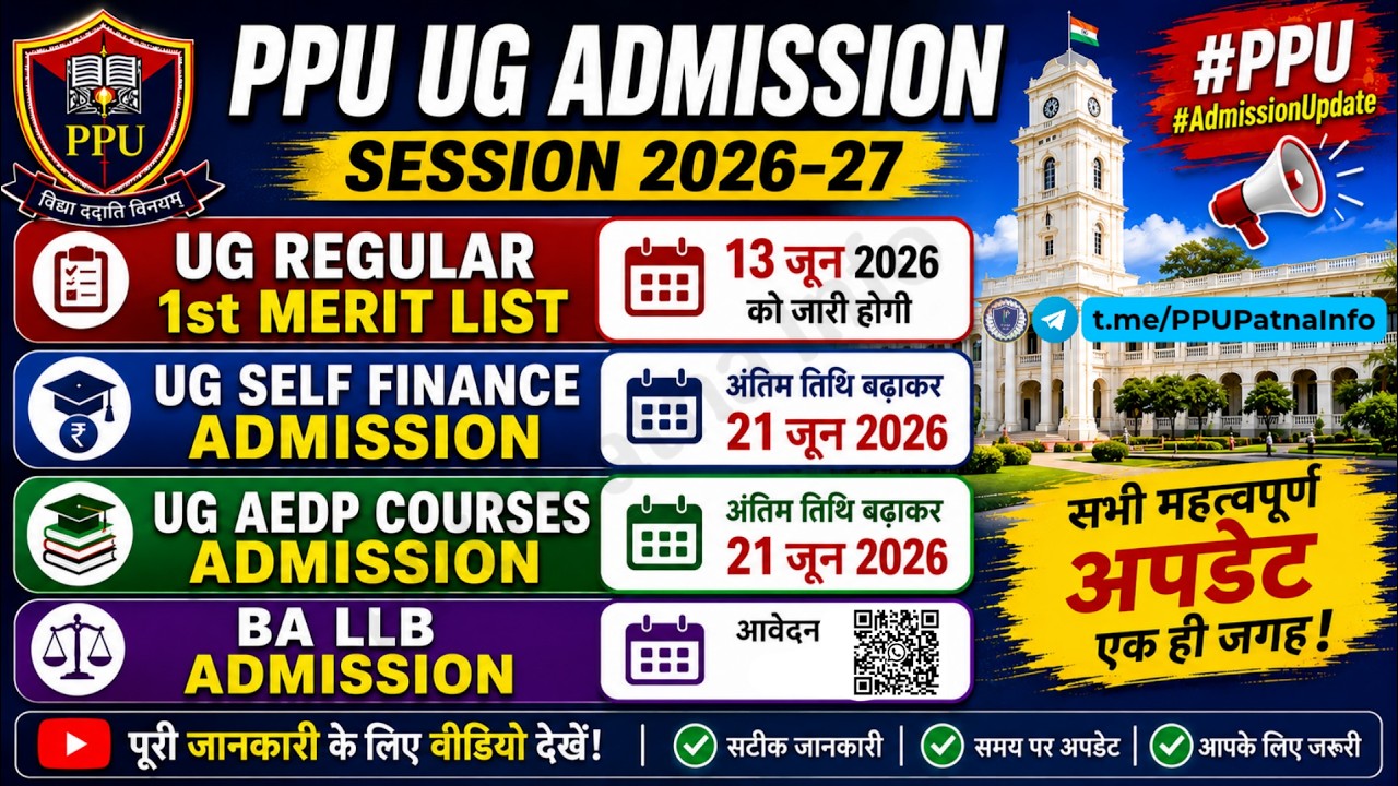 PPU UG Regular, UG (Major) Self Finance, AEDP Course & law (BA LLB, LLB) Admission 2026