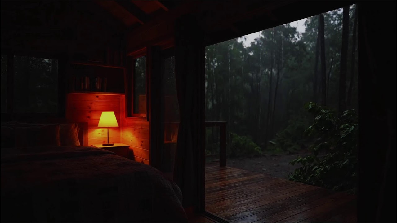 Peaceful Late Night Rainfall on Tin Roof with Gentle Thunder | Relaxing ASMR Sounds for Sleep