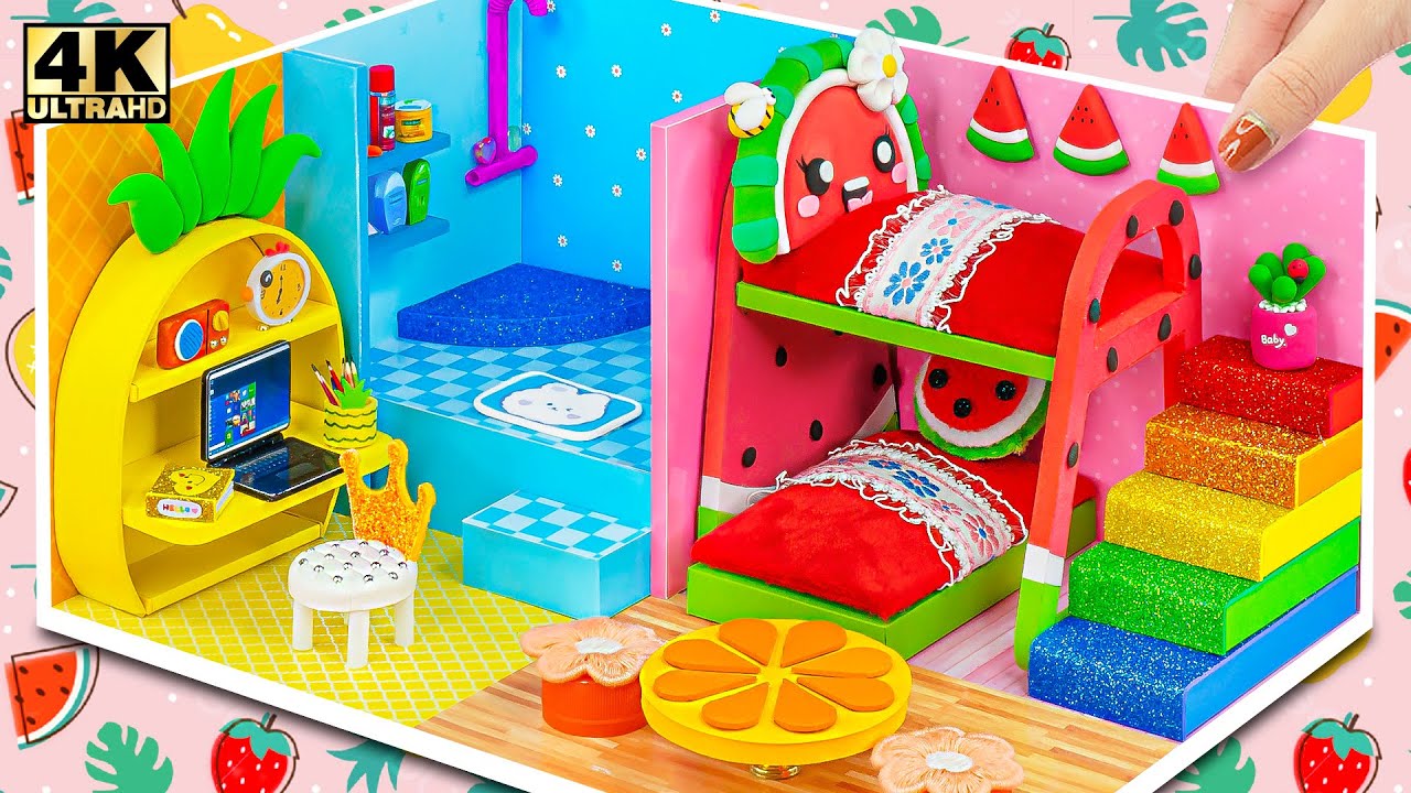 How To Make Miniature Items And Build Watermelon House From Cardboard ❤️ DIY Miniature House