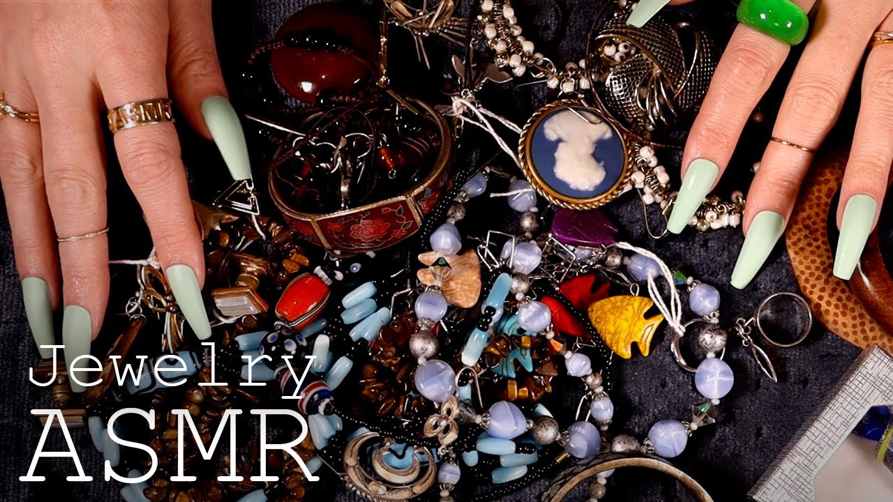 ASMR Thrifted Jewelry haul from France! (🎧 soft spoken, tapping, ceramic sounds)