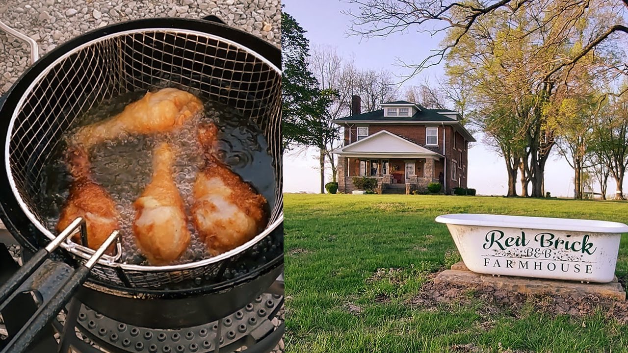Cooking Cornmeal Fried Chicken at a Bed & Breakfast Farmhouse