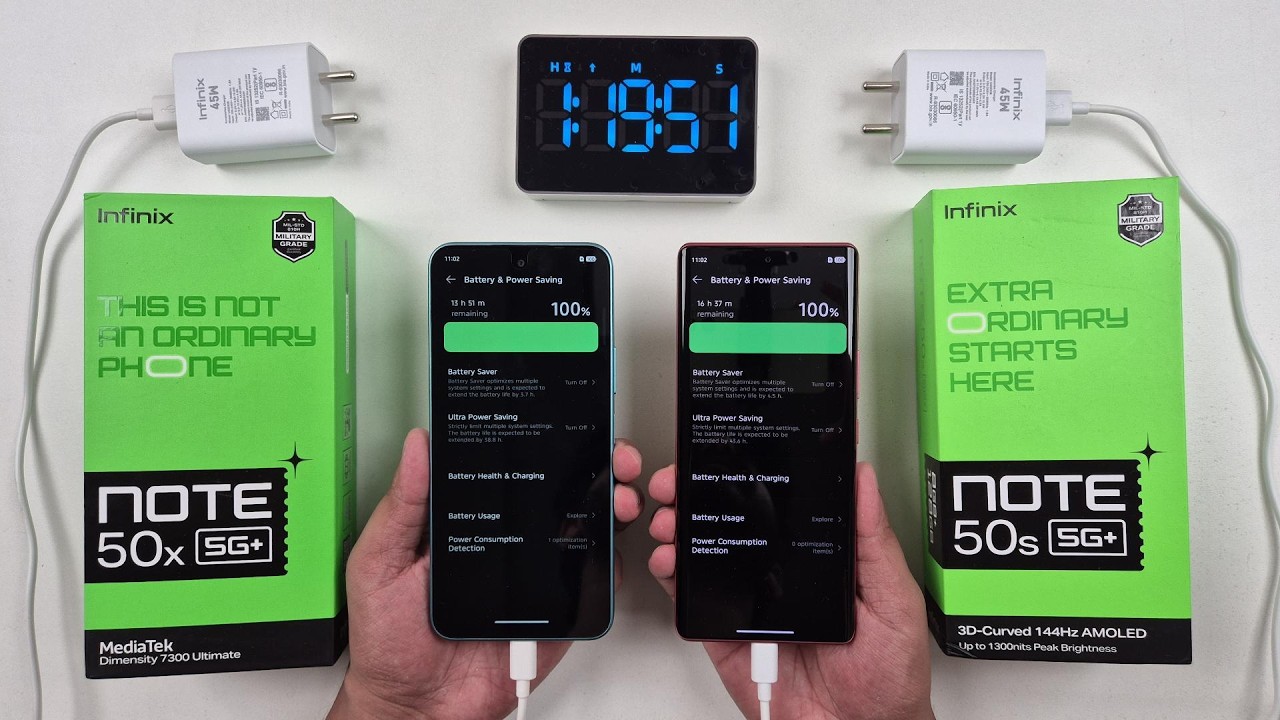 Infinix Note 50x vs Infinix 50s 5G Charging Test