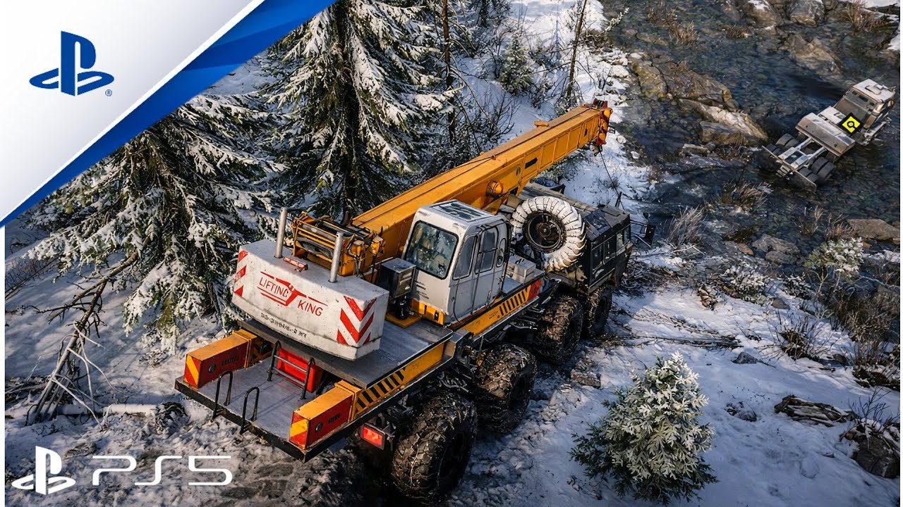 Snowrunner Gameplay PS5 | (ZiKZ 612H) Heavy Truck with Crane - Pulling Truck From RIVER ( PART 1)