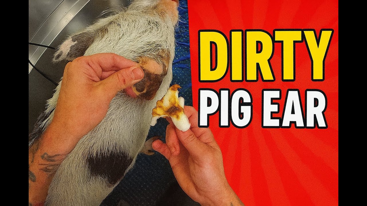 Nasty Pig Ear Cleaning. ASMR POV Ear Wax Removal and Bathing a Pig. DoggieStylesPOV 