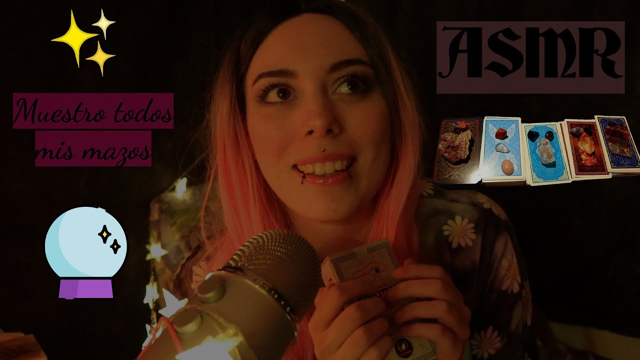 ASMR |🔮Te susurro sobre mis mazos de TAROT para que te relajes + tapping en carton ⛥ MUCHOS SUSURROS