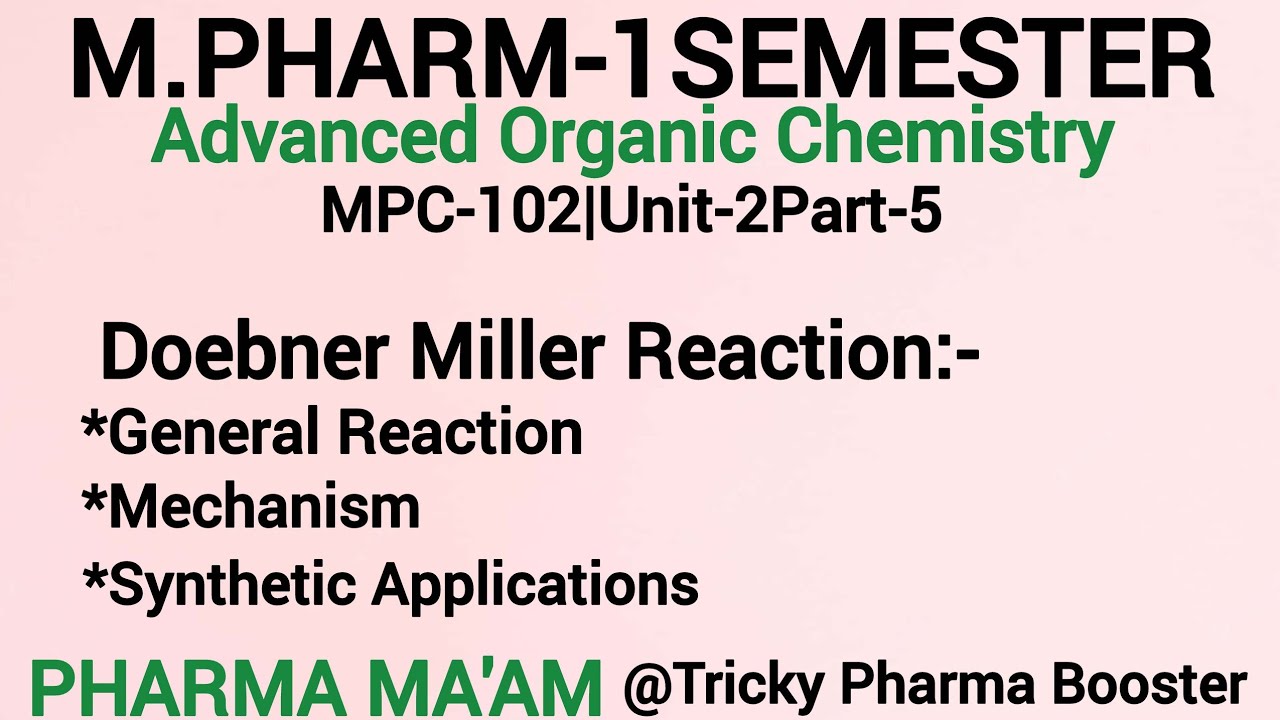 Doebner Miller Reaction|Skraup Synthesis|Mechanism|Synthetic Applications| M.Pharm1sem|MPC-102|U2-P5