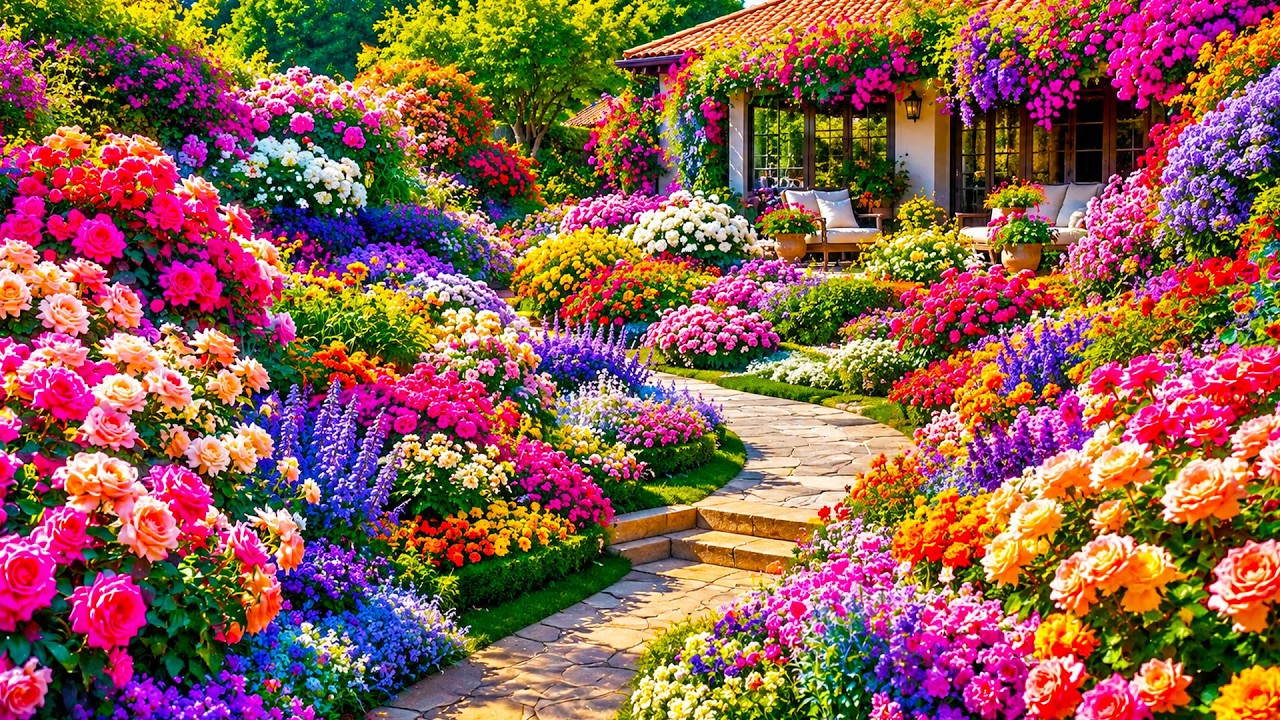 Расслабляющая прогулка по саду 🌺 Спокойная прогулка по цветочному саду для снятия стресса и умир...