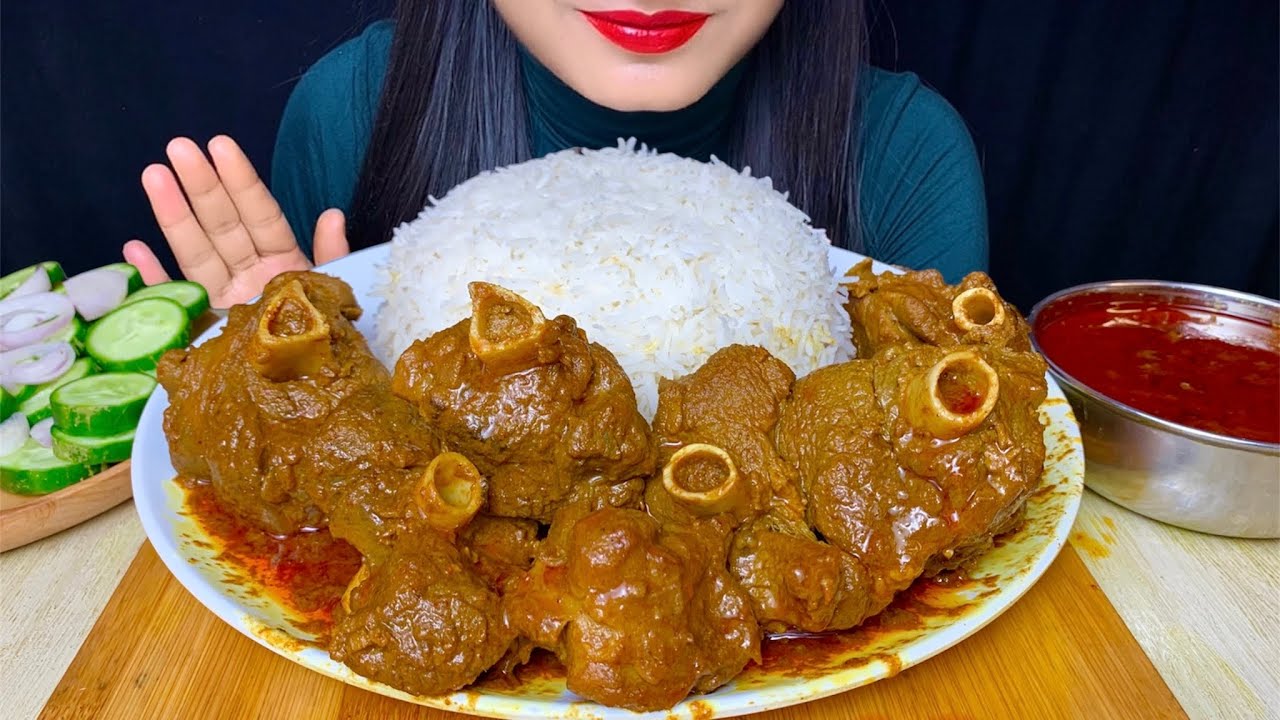 ASMR EATING MUTTON CURRY+WHITE RICE+MUTTON GRAVY+SALAD || REAL MUKBANG*FOOD VIDEOS*