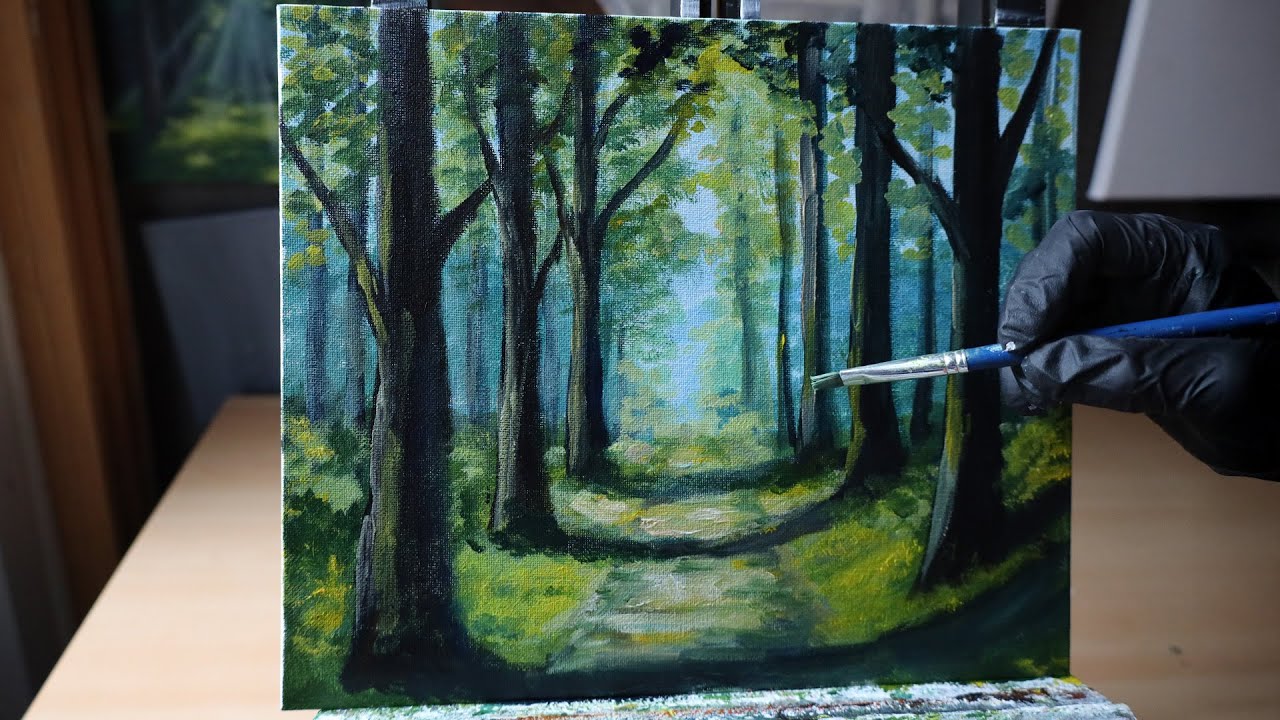 Painting Sunlight in the Forest 🌿 | Acrylic Painting Landscape for Beginners