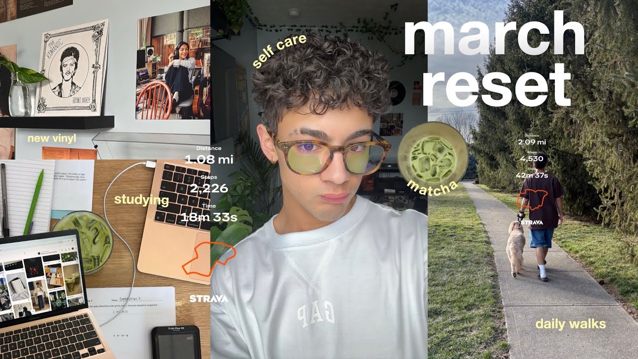 march reset vlog | new vinyl, cleaning, daily walks, pinterest, 50k, studying, + warmer days