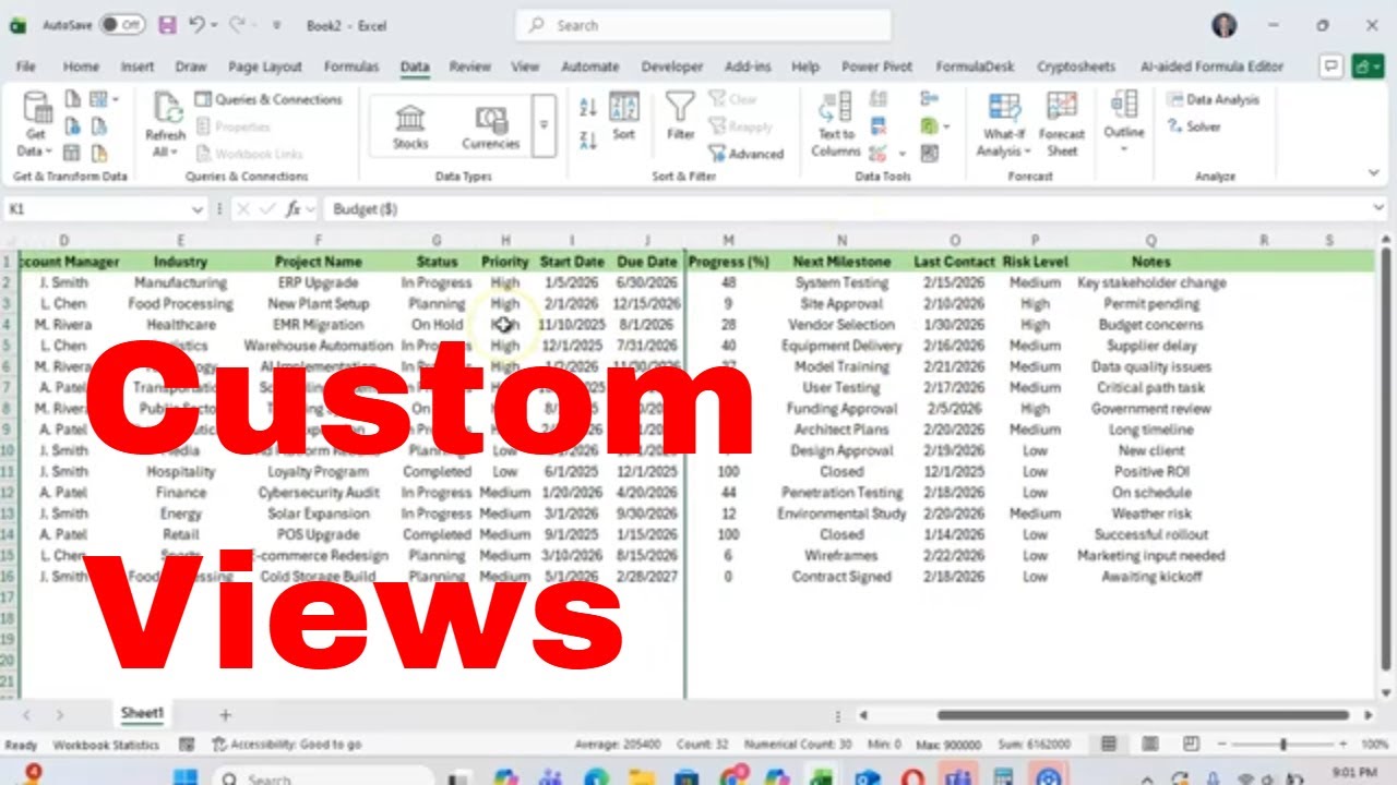 How to Use Custom Views in Excel to Jump Between Layouts in Seconds #tutorial #excel #finance