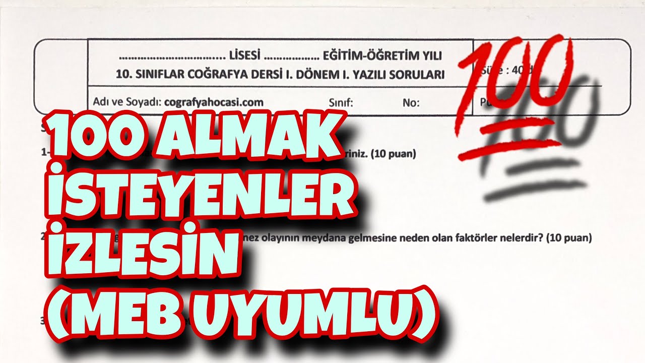 10.Sınıf Coğrafya 1.Dönem 1.Yazılı