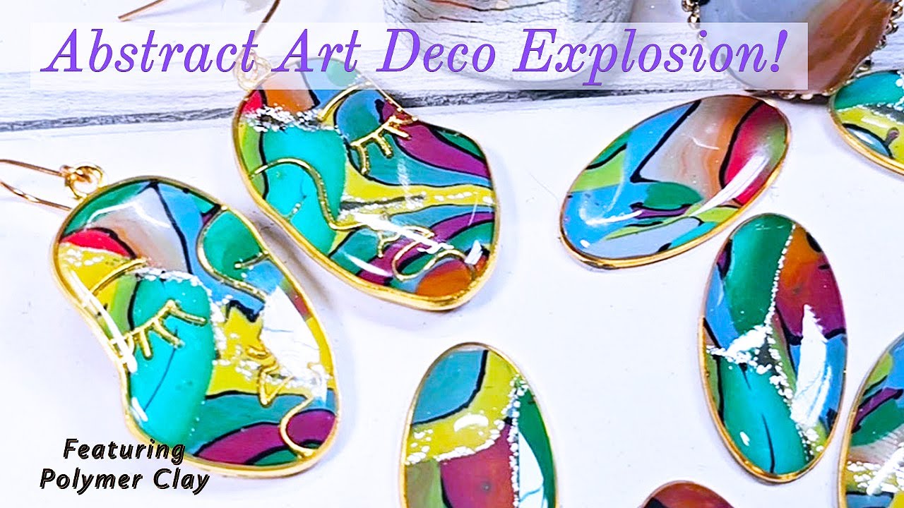 Polymer Clay Jewelry - A Beautiful Abstract Art Deco Explosion from A Failed Cane!  *A Must See*