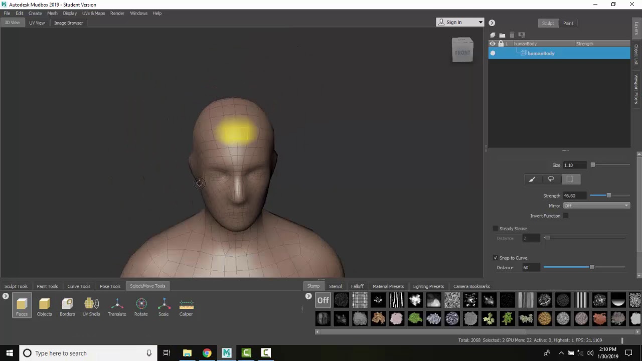 Mudbox 04 05 Mirror a Sculpt Layer on an Asymmetrical Model