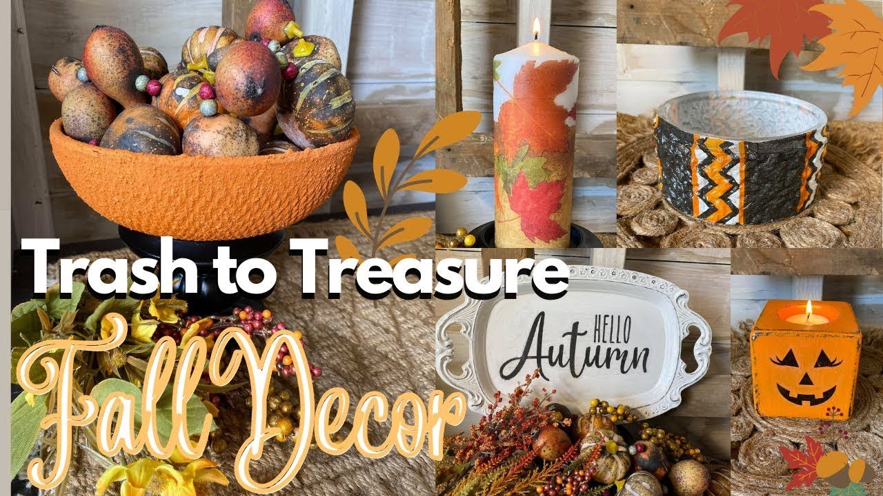 DIY FALL HOME DECOR /  TRASH TO TREASURE / UPCYCLING THRIFTED FINDS / THRIFT STORE FLIPS