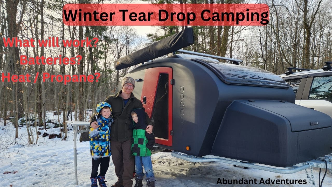 First Time Winter Tear Drop Camping - Escapod Topo 2 in Winter - Testing Batteries and Heat.