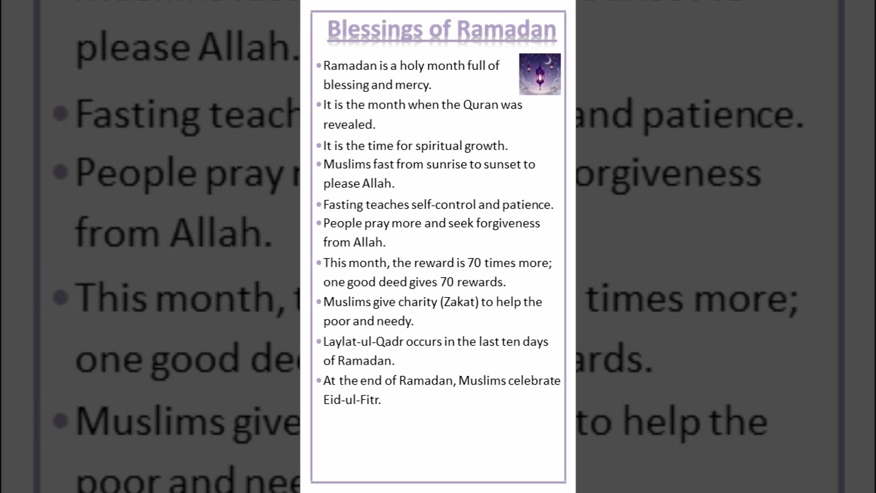 Essay on Blessings of Ramadan #shorts #ytshorts #ramadan #blessingsoframadan #fasting #english