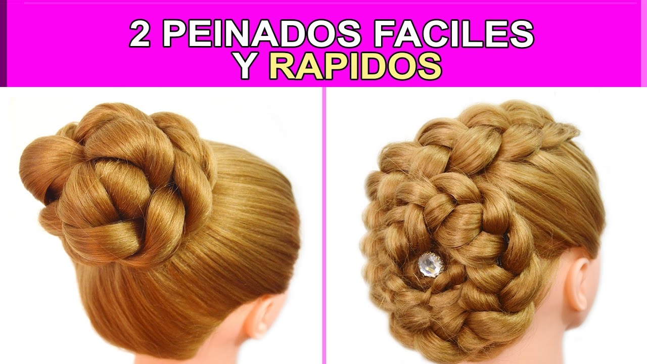 2 Peinados Faciles y Rapidos con Recogidos con Trenzas para Cabello Largo - Bodas
