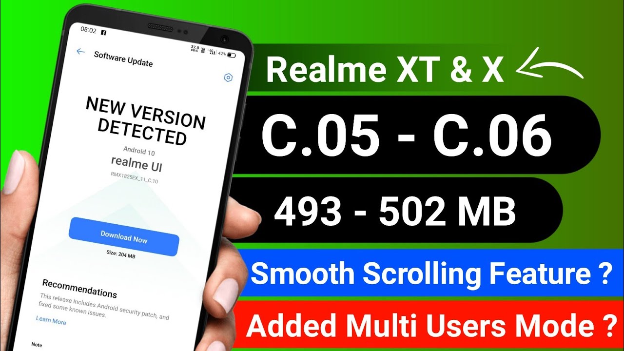 Realme XT & X July 2020 New ( C.05 - C.06 ) Update Rolling Added Scrolling Screen & Multi User Mode