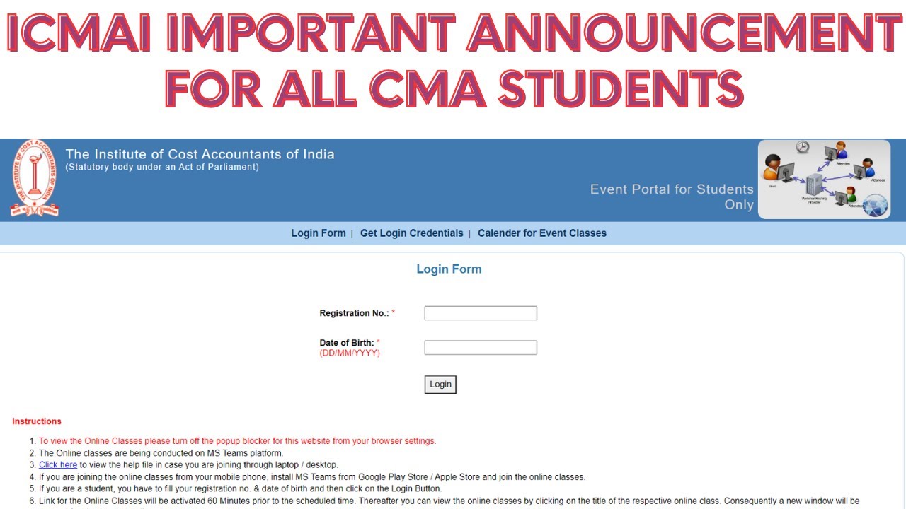 ICMAI IMPORTANT ANNOUNCEMENT FOR ALL CMA STUDENTS FOR JUNE 2024 EXAM