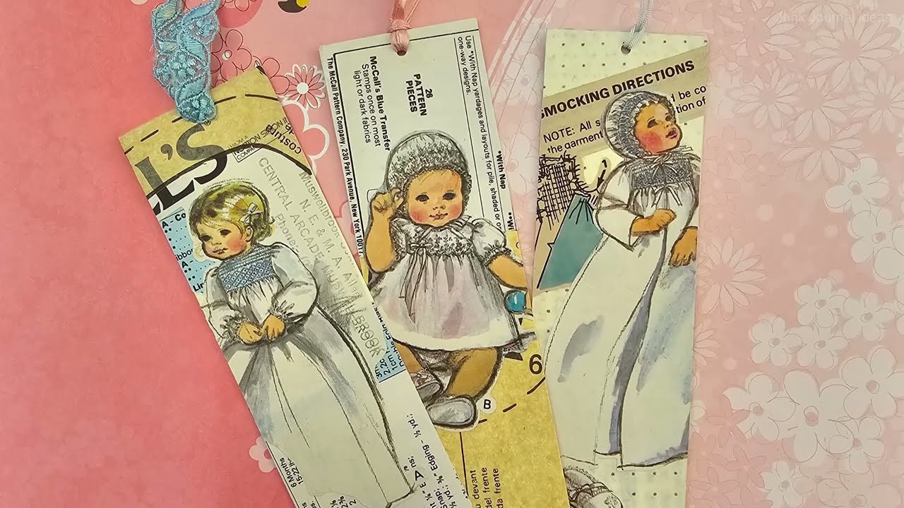 Make Unique Bookmarks from Sewing Patterns and Torn Paper