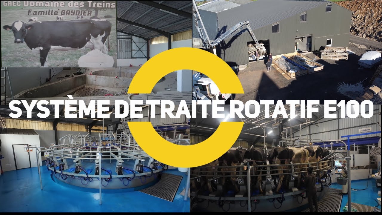 Installation  Système de traite rotatif E100 au  GAEC des Treins, producteur de saint Nectaire.