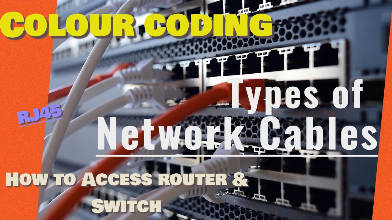 Types of Network Cables and colour Coding, Connectors, Straight cable, Cross Cable, Console Cable