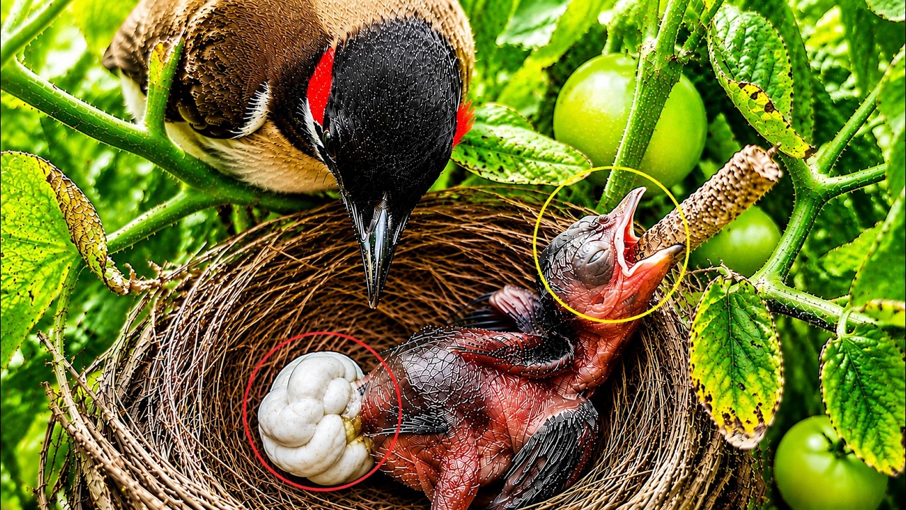 Mom Struggle Eating POOP & Feeding Big Caterpillar at Once | Bulbul birds in nest | Cuckoo eggs N