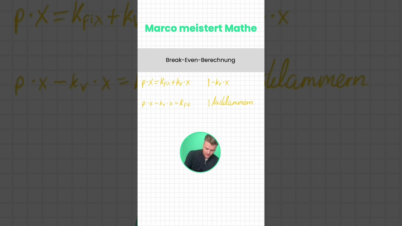 Beweis zum Break-Even-Punkt - BWH f&uuml;r Industriemeister (Marco meistert Mathe)