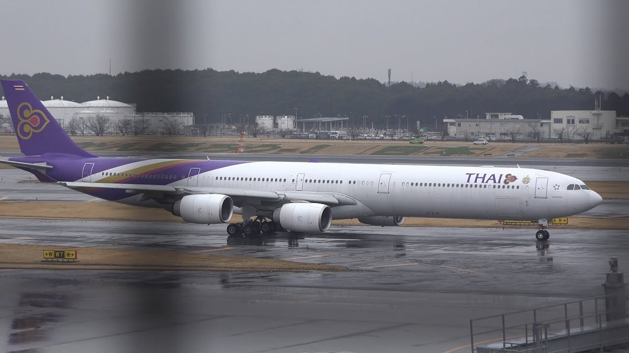 Thai Airways Airbus A340-600 HS-TNF Takeoff from NRT 16R