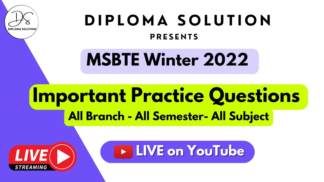 Important Practice Question for MSBTE Winter 2022 Exam | All Branch - All Semester - All Subject
