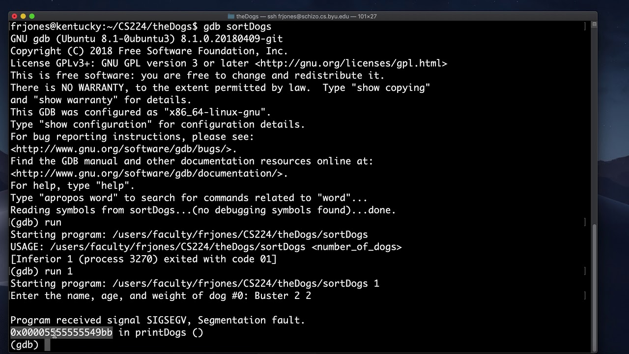 GDB and C