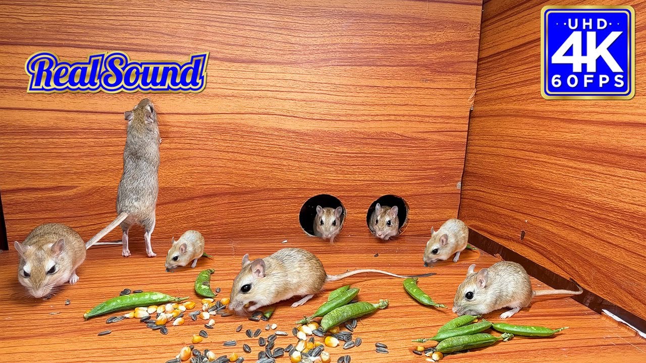 Mouse Videos for Cats to Watch No Ads - 10 hour mouse jerry hole fun hide & Seek with real sound 4K