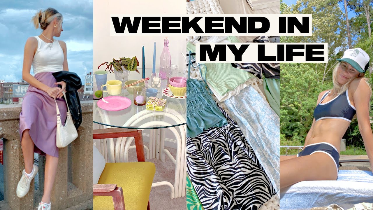 WEEKEND IN MY LIFE | pool day, thrift with me + try on haul, night out, MORE room + decor updates