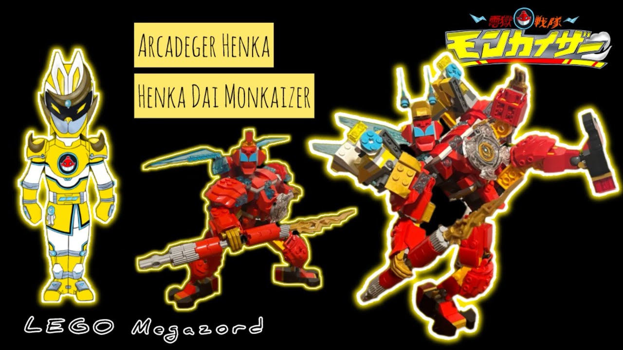 Monkaizer: Arcadeger Henka & Henka Dai Monkaizer 🐰 (LEGO Megazord)