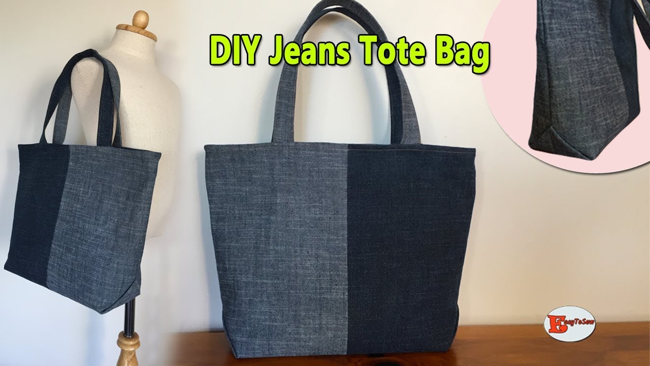 DIY JEANS TOTE BAG | RECYCLE OLD JEANS BAG | DIY BAG OUT OF OLD CLOTHES | BAG SEWING TUTORIAL