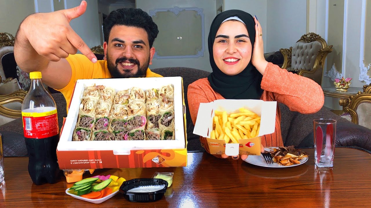 تحدي اكل اكبر وجبة شاورما سوري (فراخ/لحمة)😋العقاب عزومة محشي !!!🙆‍♀️