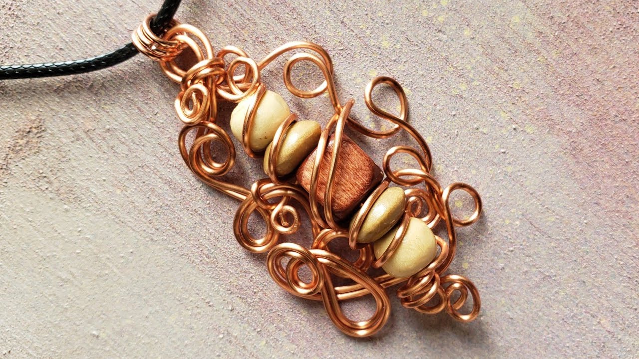 Wood Beaded Copper Necklace - Eps 149